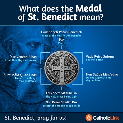 The Saint Benedict Medal is a popular Catholic sacramental for assistance in warding off evil.